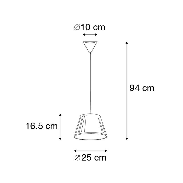 QAZQA Retro hanglamp crème 25 cm - Plisse