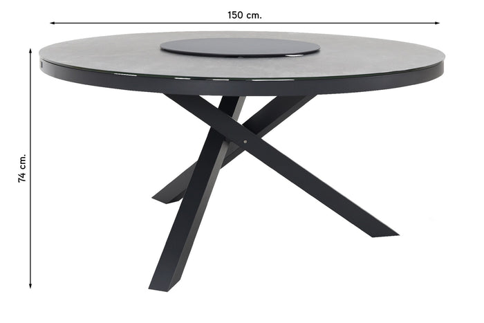 VDG Perth ronde tuintafel - antraciet - ceramic - 150 cm.