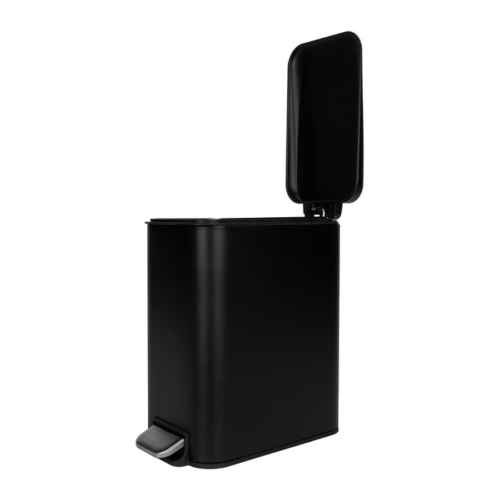 QUVIO Prullenbak vierkant - 5L - Metaal - Zwart