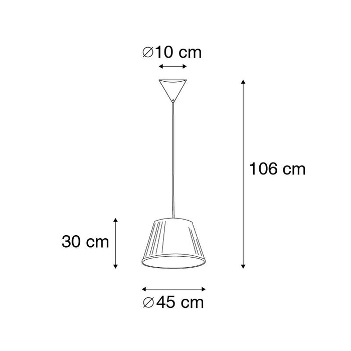 QAZQA Retro hanglamp crème 45 cm - Plisse