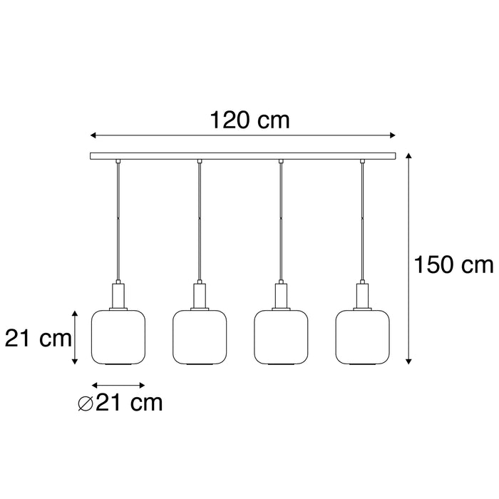 QAZQA Design hanglamp zwart met goud en smoke glas 4-lichts - Zuzanna