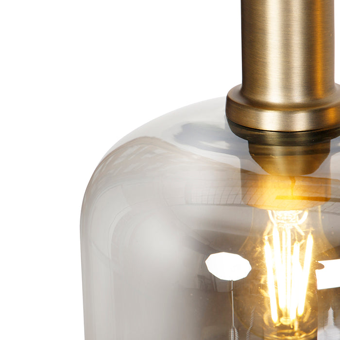 QAZQA Design hanglamp zwart met goud en smoke glas 4-lichts - Zuzanna