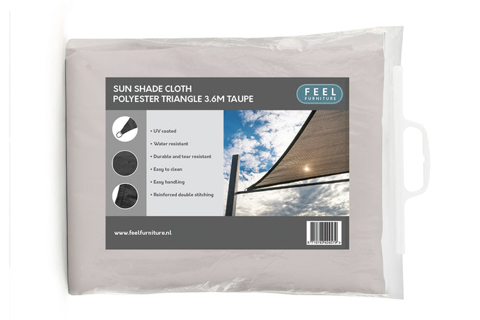 Feel Furniture - Schaduwdoek - Zonwering - Driehoek - 3.6 m - Taupe