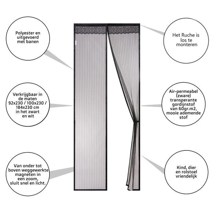 O’DADDY® Deurgordijn – Magnetisch Vliegengordijn - 92x230cm – Zwart