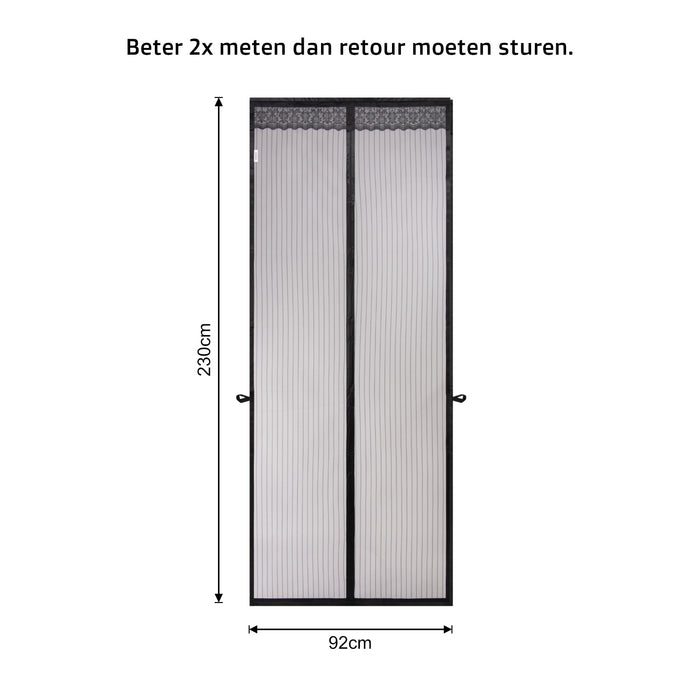 O’DADDY® Deurgordijn – Magnetisch Vliegengordijn - 92x230cm – Zwart