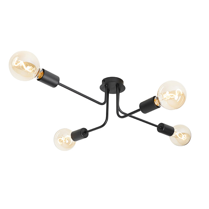 QAZQA Design plafondlamp zwart 4-lichts - Facile