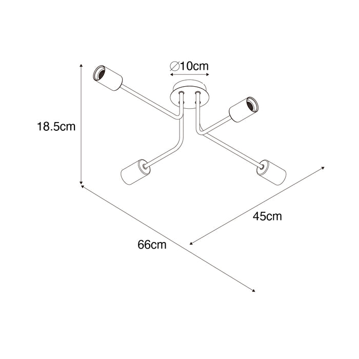 QAZQA Design plafondlamp zwart 4-lichts - Facile