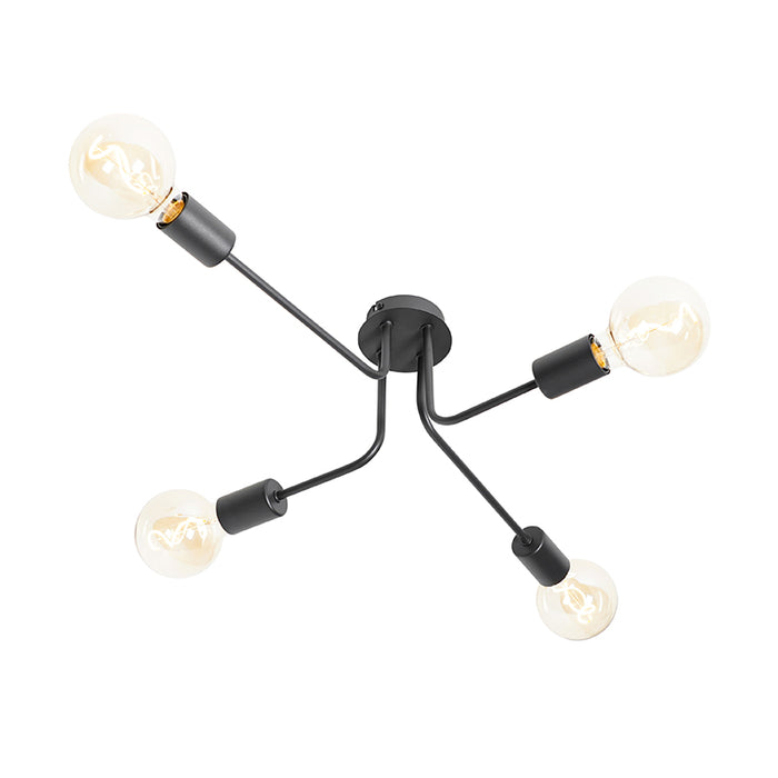 QAZQA Design plafondlamp zwart 4-lichts - Facile