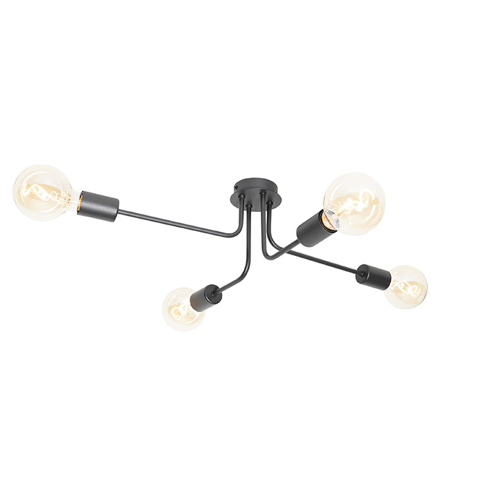 QAZQA Design plafondlamp zwart 4-lichts - Facile
