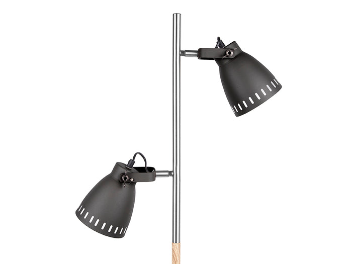 Vloerlamp Mingle - IJzer Zwart met Hout print, Nikkel - 152x12cm