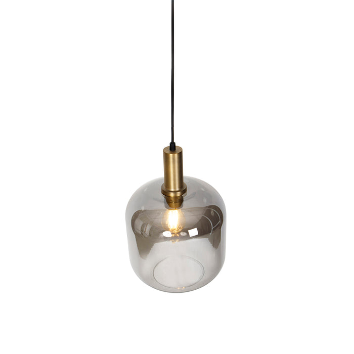 QAZQA Design hanglamp zwart met goud en smoke glas - Zuzanna