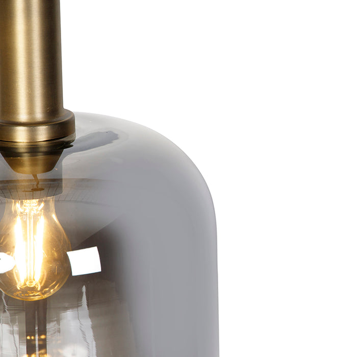 QAZQA Design hanglamp zwart met goud en smoke glas - Zuzanna