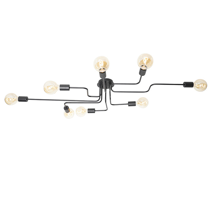 QAZQA Design plafondlamp zwart 8-lichts - Facile