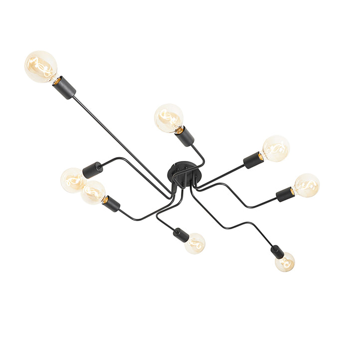 QAZQA Design plafondlamp zwart 8-lichts - Facile