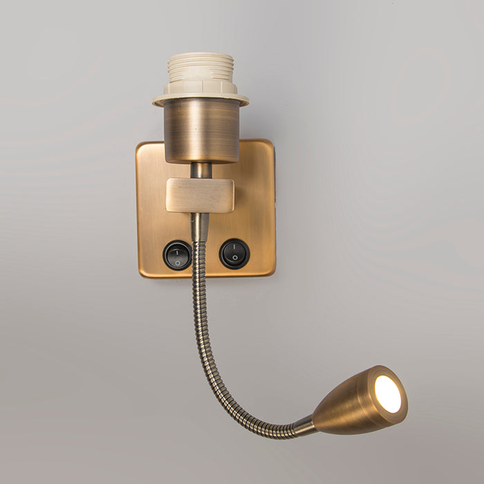 QAZQA Wandlamp brons incl. LED met leesarm - Brescia Combi
