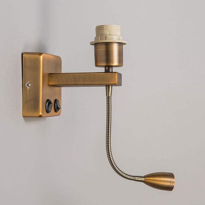 QAZQA Wandlamp brons incl. LED met leesarm - Brescia Combi