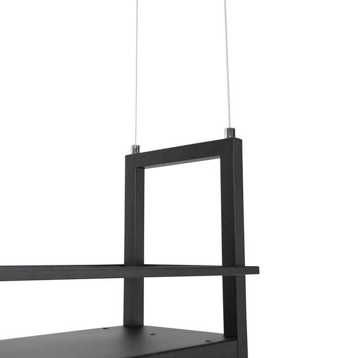 QAZQA Industriële hanglamp zwart met 4-lichts rek - Cage Rack