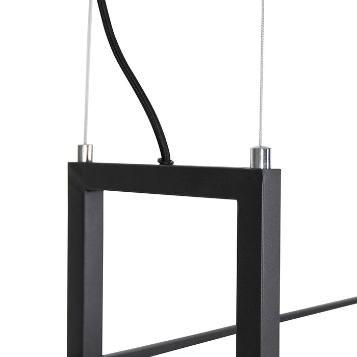 QAZQA Industriële hanglamp zwart met 4-lichts rek - Cage Rack