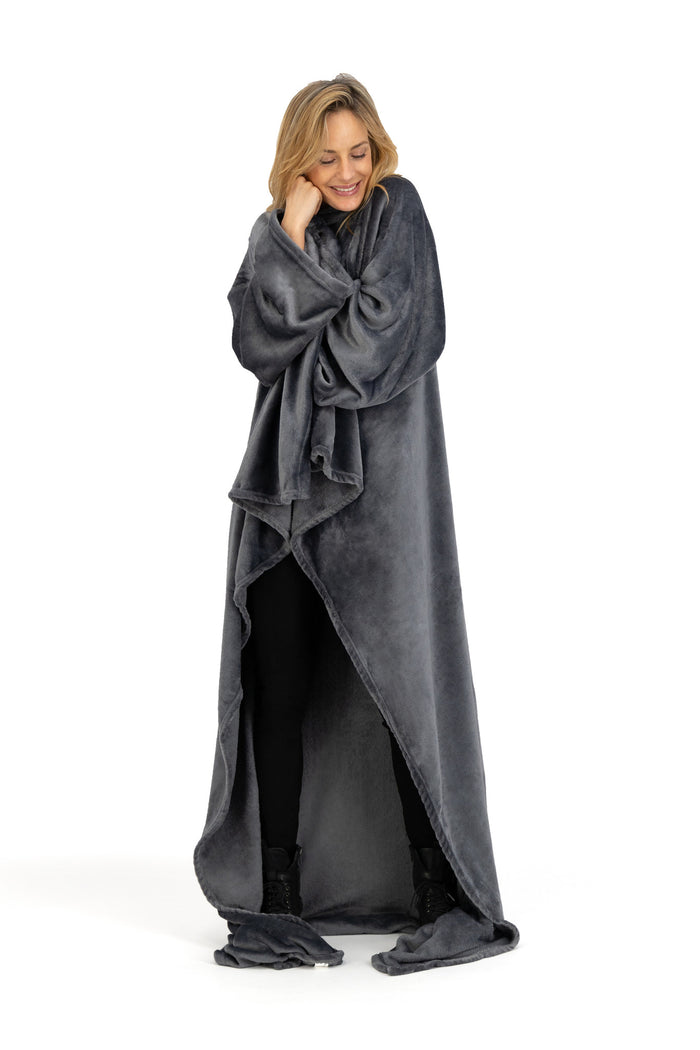 O'DADDY® Fleece deken met MOUWEN - plaid - 150x200 – supersoft - Grijs