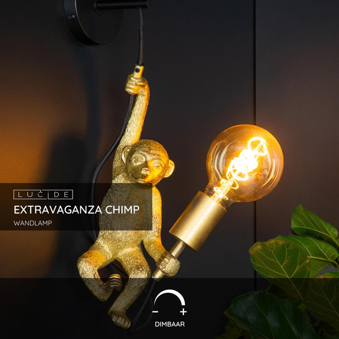 Lucide EXTRAVAGANZA CHIMP Wandlamp - Zwart