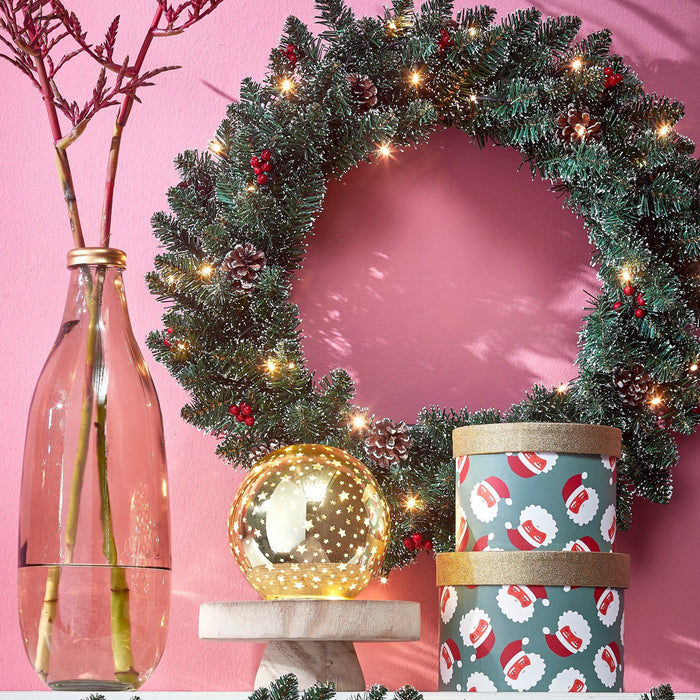 Black Box Trees Creston Kerstkrans met LED Verlichting - Ø60cm - Groen