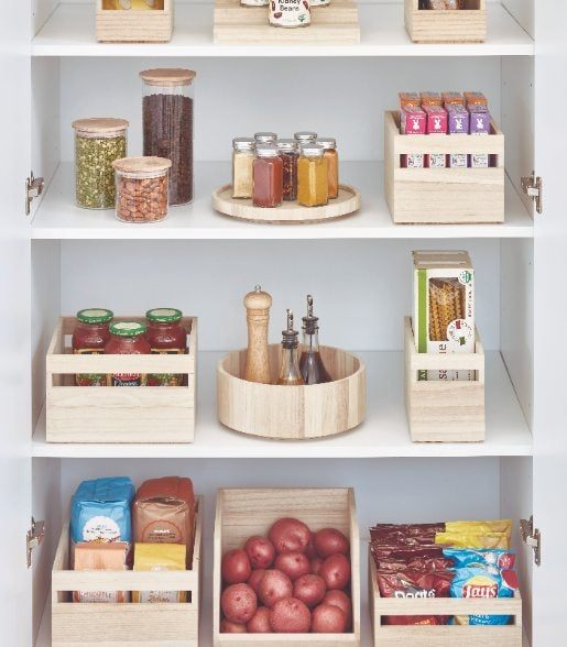 Opbergbox met Handvat, 3 Vakken, 12.7 x 25.4 x 10.2 cm, Paulownia Hout