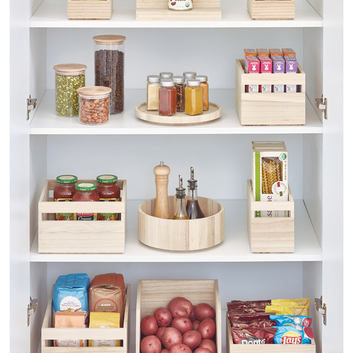 Opbergbox met Handvat, 3 Vakken, 12.7 x 25.4 x 10.2 cm, Paulownia Hout