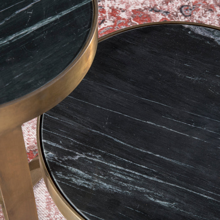 Livingfurn - Salontafel Glennis - Zwart Goud - 40x40x55cm - Marmer