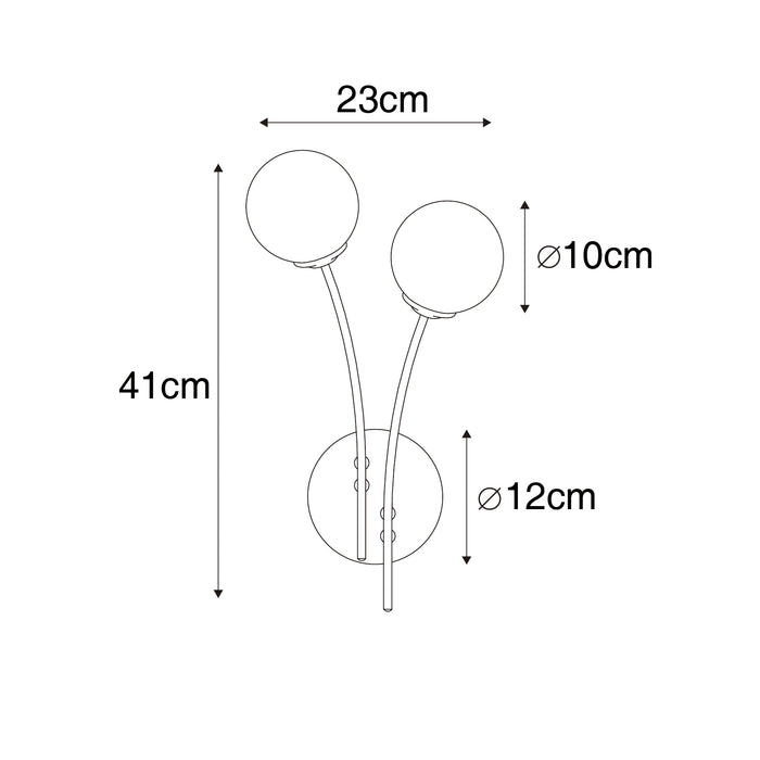 QAZQA Moderne wandlamp goud met opaal glas 2-lichts  - Athens