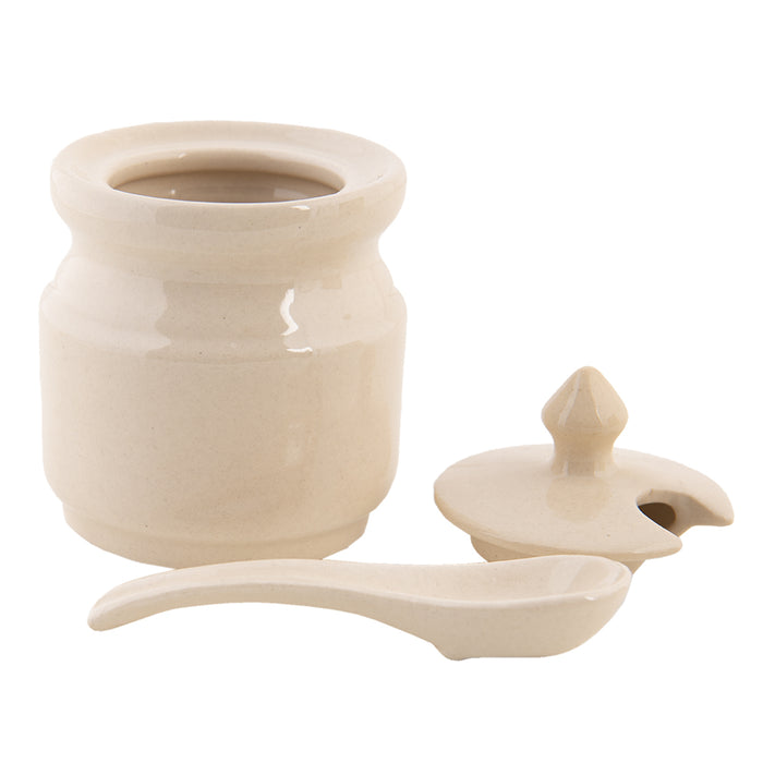 Clayre & Eef Voorraadpot  Ø 17x15 cm Beige Keramiek Rond Kip