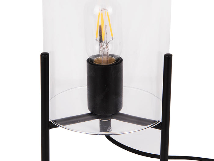Leitmotiv - Tafellamp Glass Bell - Helder, Zwart frame - 30x16cm