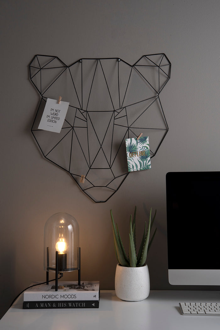 Leitmotiv - Tafellamp Glass Bell - Helder, Zwart frame - 30x16cm