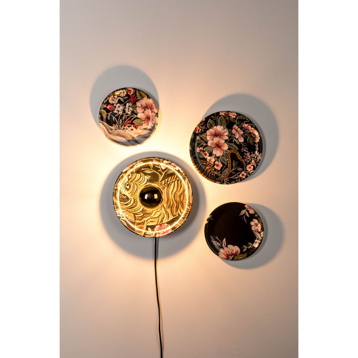 Bold Monkey No Food Here wandlamp tijger - Set van 4 - Zwart