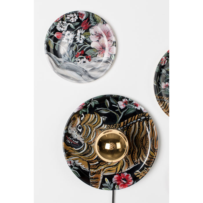 Bold Monkey No Food Here wandlamp tijger - Set van 4 - Zwart