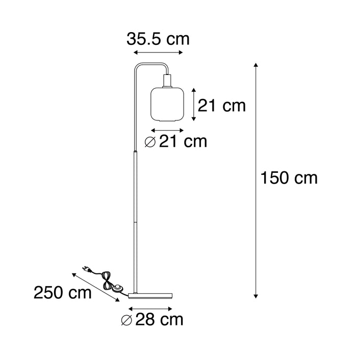 QAZQA Design vloerlamp zwart met goud en smoke glas - Zuzanna