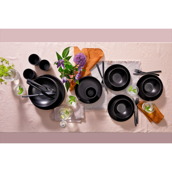 Mammoet Bord Moon 27.5 cm Zwart Stoneware 2 stuks