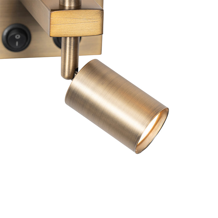 QAZQA Moderne wandlamp brons met leeslamp - Brescia
