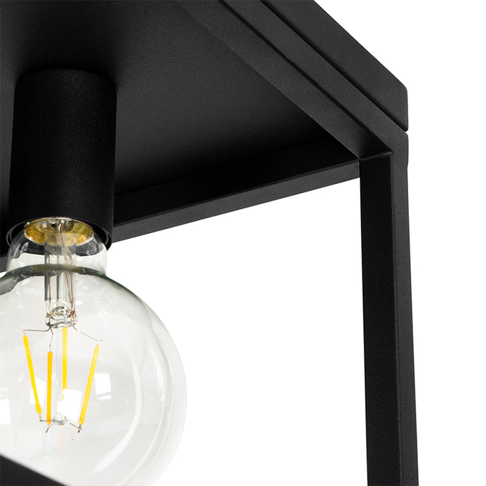 QAZQA Industriële plafondlamp zwart 40 cm 4-lichts - Cage