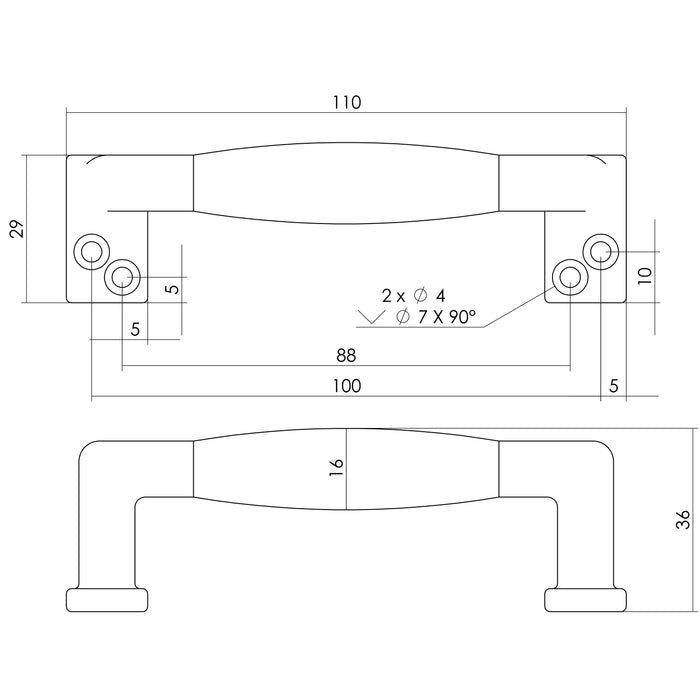 Intersteel Meubelgreep 108 mm messing gelakt zwart hout
