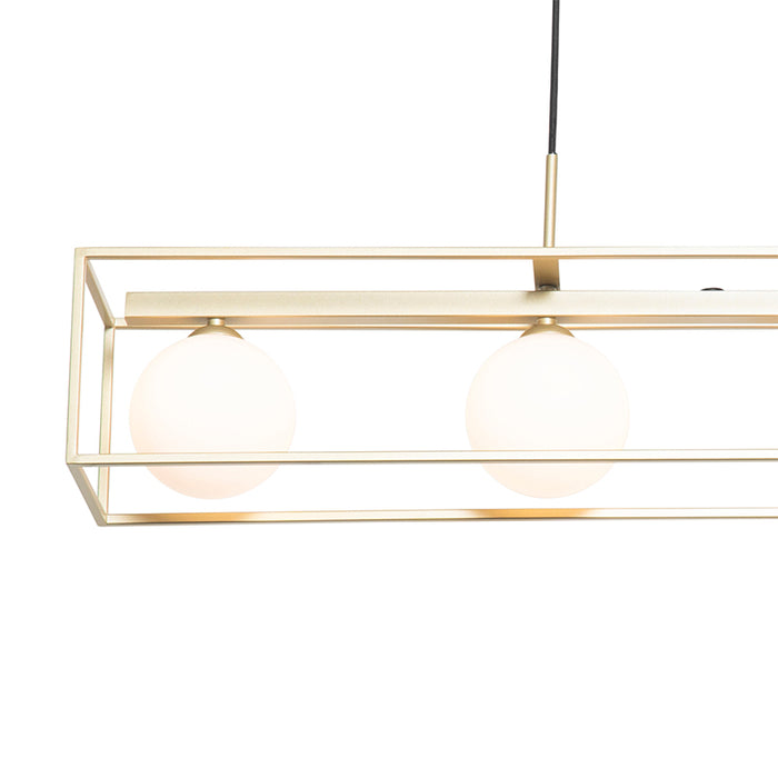 QAZQA Design hanglamp goud met wit glas 4-lichts - Aniek
