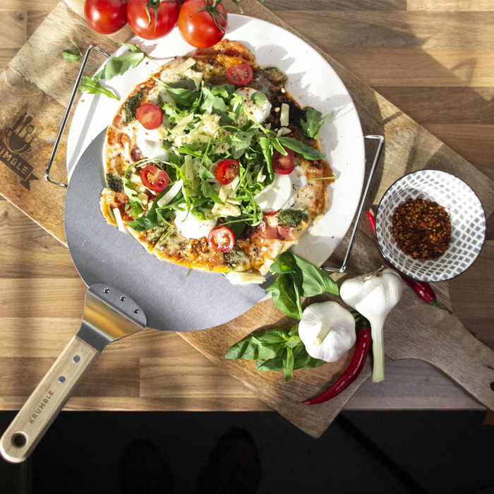 Krumble Pizzaschep RVS met houten handvat