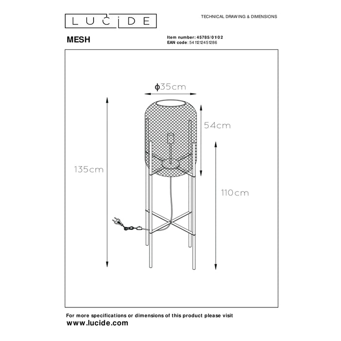Lucide MESH Vloerlamp - Mat Goud | Messing