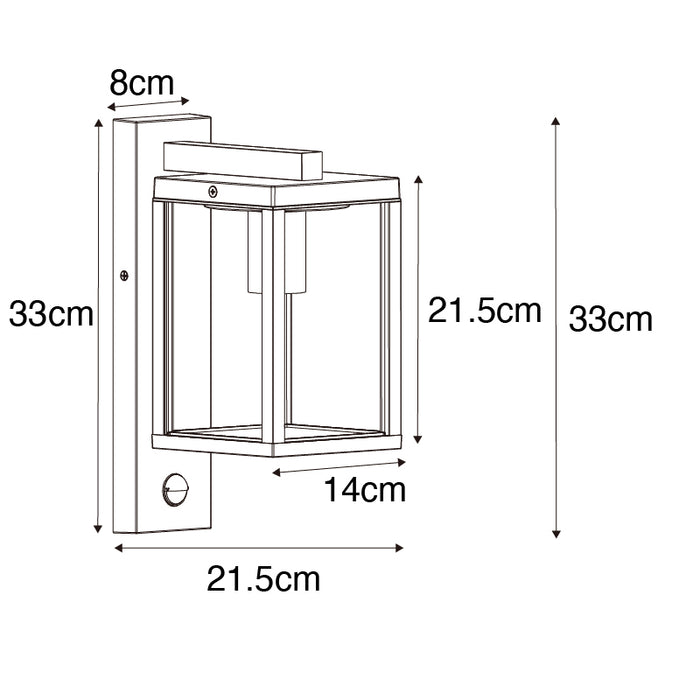 QAZQA Buiten wandlantaarn zwart met bewegingssensor IP44 - Charlois