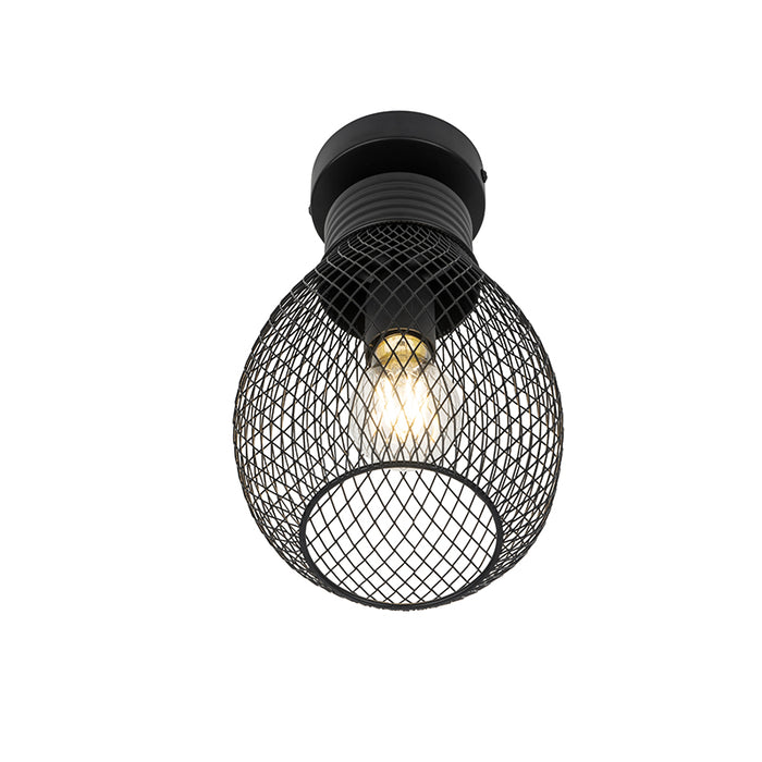 QAZQA Plafondlamp raga - Zwart - Design - D 17cm