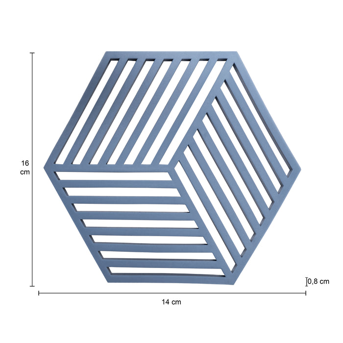 Krumble Pannenonderzetter Hexagon - Blauw - 16 x 14 cm