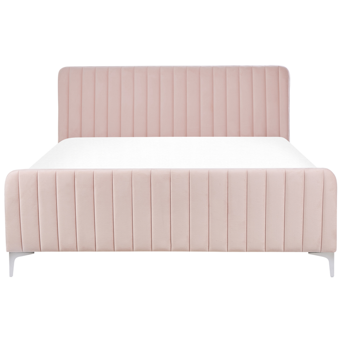 Beliani-LUNAN-Tweepersoonsbed-Pastelroze-160 x 200 cm-Fluweel