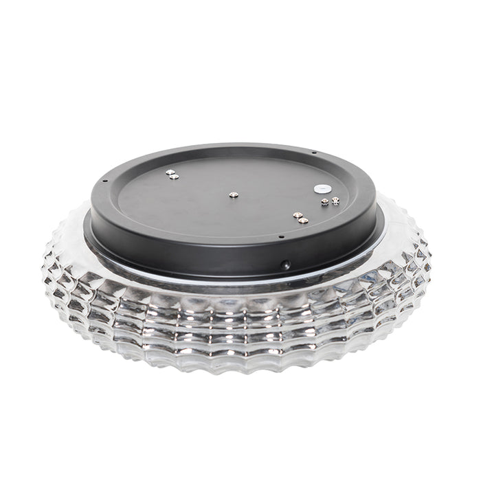 QAZQA Klassieke plafondlamp zwart met smoke glas 35 cm IP44 - Nohmi