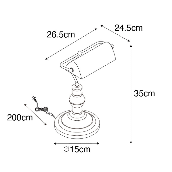 QAZQA Klassieke tafellamp|notarislamp brons - Banker