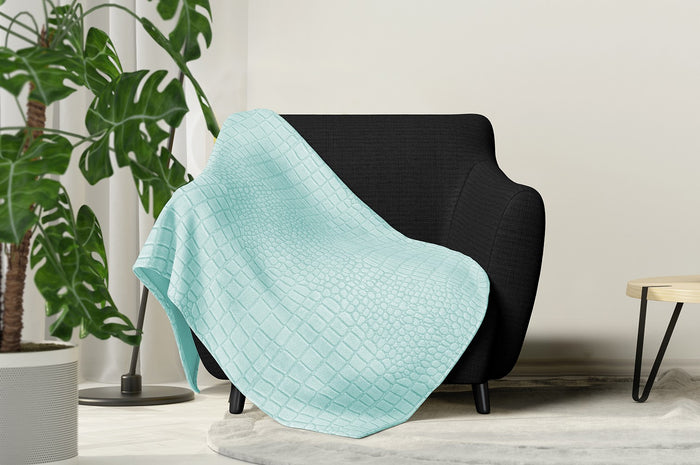LINNICK Flanel Fleece Deken Croco - mint groen - 140x200cm