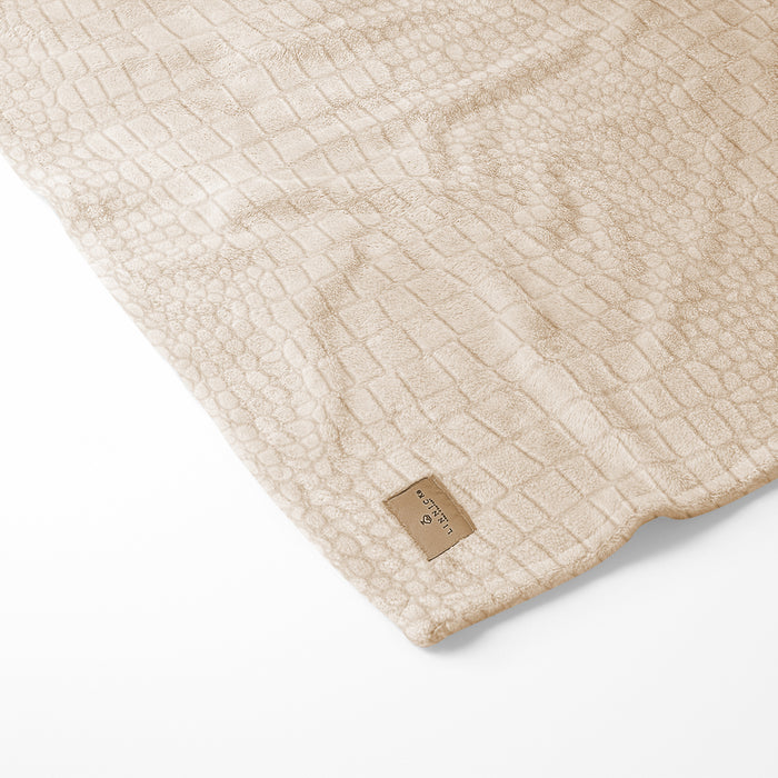 LINNICK Flanel Fleece Deken Croco - zand - 140x200cm